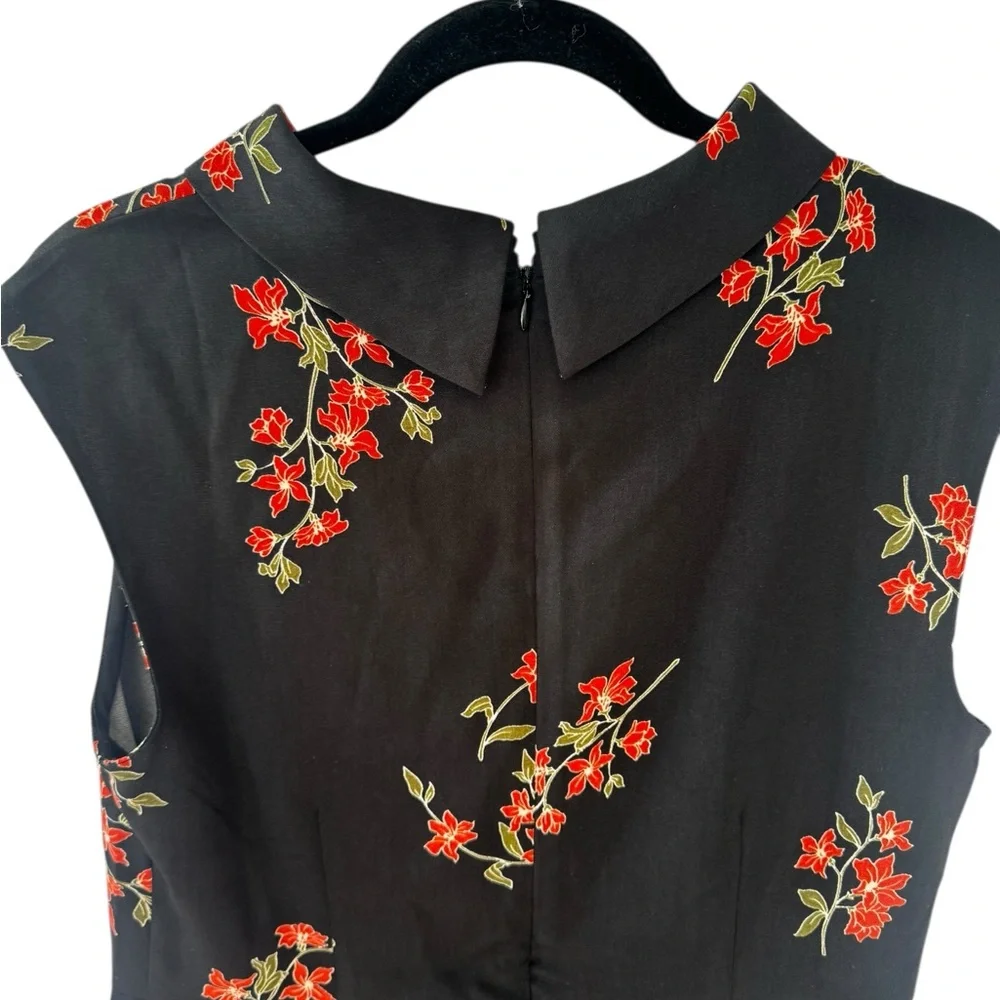 Ann Taylor Black Dress with Red Floral Design - Picture 5 of 8